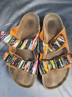 Birkenstock Multicolor Striped Double Strap Sandals